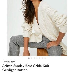 Aritzia Sunday Best Cable Knit Cardigan - White/Cream women’s small